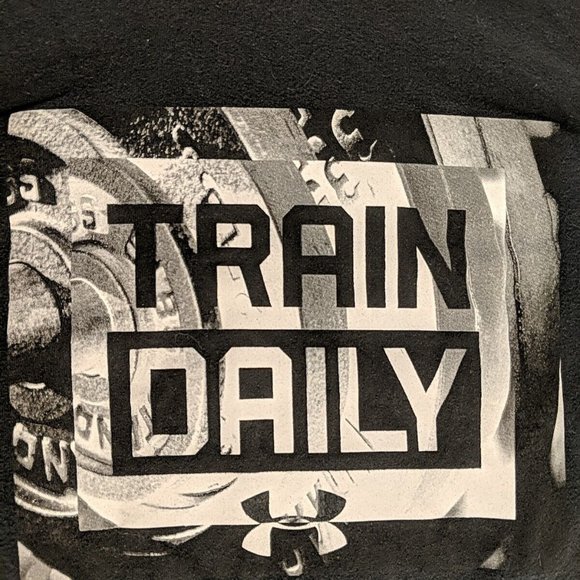 Under Armour Train Daily T-shirt Short Sleeve Top Men's Medium Black Graphic - Picture 3 of 10